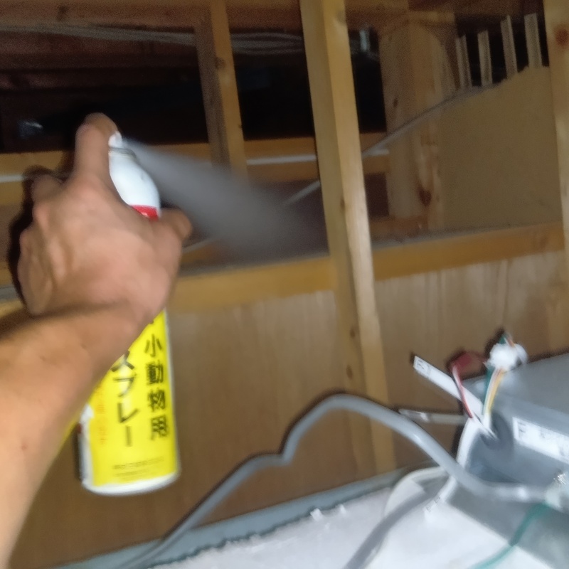 天井裏に忌避剤を散布