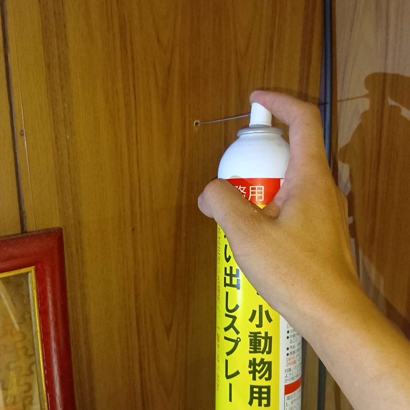 室内壁に忌避剤を注入