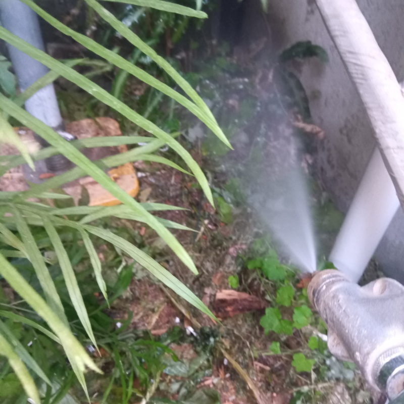 建物の外周にシロアリ駆除剤を散布