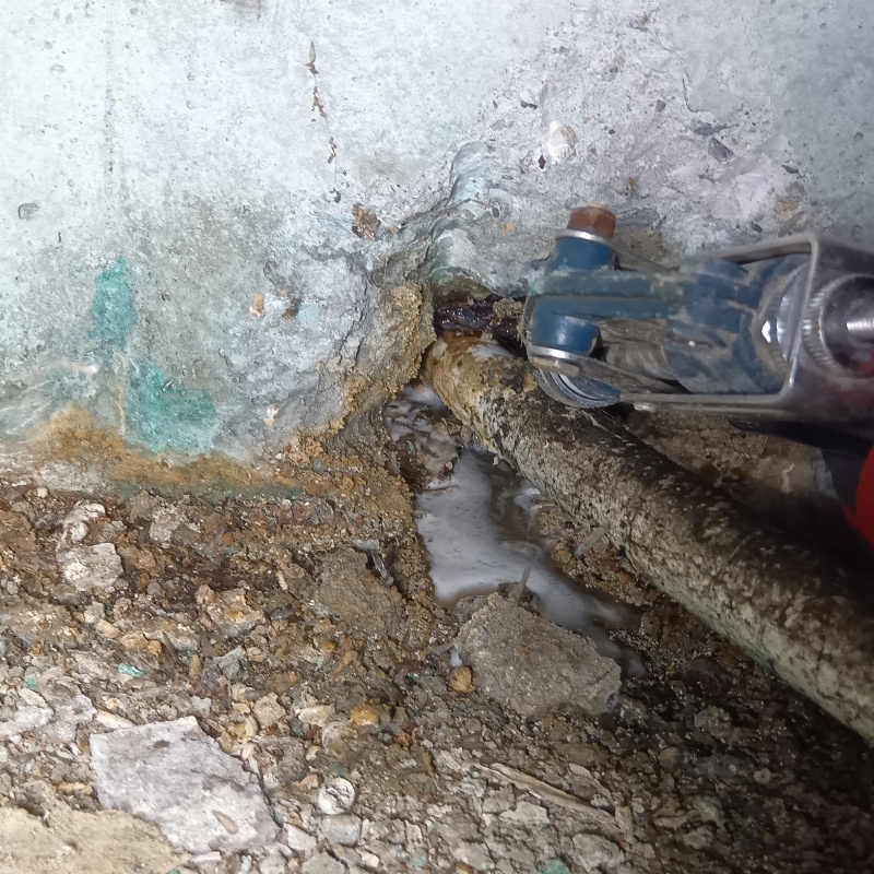 床下の土壌にシロアリ駆除剤を注入